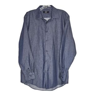 men's Jones New York slim fit blue button front shirt